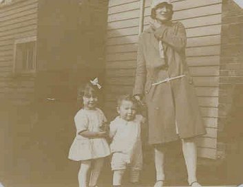 Joan with daughter and son, Betty and Lester Oscar 